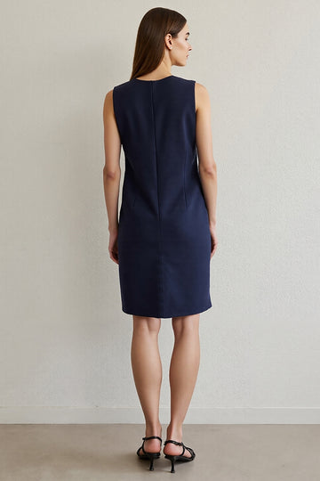 Sheath Navy Midi Work Dress